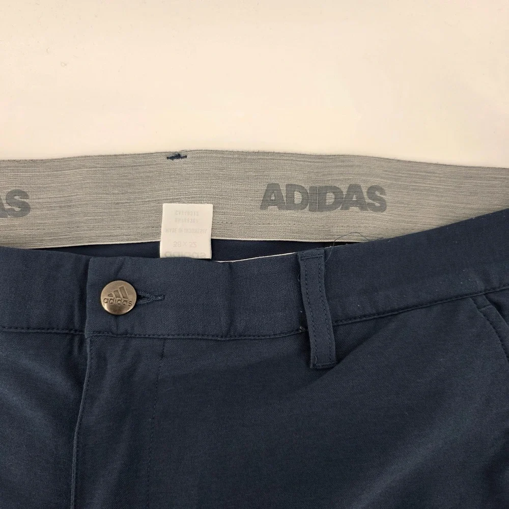 Adidas Golf Pants Mens 38x32 Navy Blue Flat Front Performance Stretch